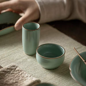 Tianqing Ru Kiln Ceramic Tea <b>Cup</b> <b>Set</b> 2 Piece Crackle Glaze Kung Fu Tea Tasting <b>Cup</b> For Tea Ceremony Training - Product Image 1