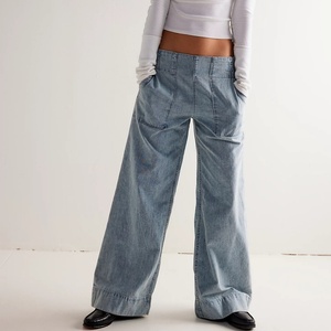 Jean baggy décontracté bleu vintage taille haute pour femme 2025 avec poches surdimensionnées et boutons décoratifs - Product Image 2