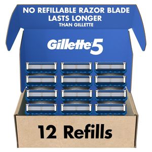 Recharges de lames de rasoir Gillette5 pour hommes, lot de 12, cartouches en acier inoxydable avec bande lubrifiante pour un rasage confortable - Product Image 4