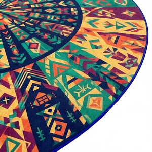 Tapis de jeu rond anti-plis pour tuiles de Mahjong, cartes de poker, protection de table de bridge avec côtés cousus - Product Image 5