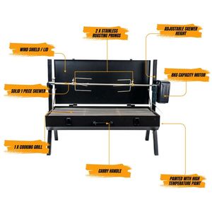 Mini barbecue portable au <span class=keywords><strong>charbon</strong></span> de <span class=keywords><strong>bois</strong></span> avec rôtissoire électrique et tournebroche pour le camping et les pique-niques - Product Image 4