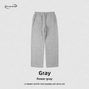 305G Fall/Winter Heavyweight Fleece-lined Cotton/Polyester Slightly Elastic American Vintage Straight Casual Trousers For <strong>Men</strong> - Product Image 6