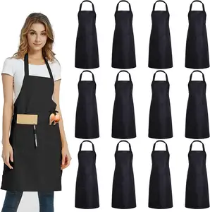 Wholesale Hairdressing Beauty Salon Adjustable Cotton Polyester Kitchen Apron With 2 Pockets