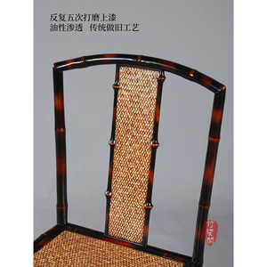Bamboo Armchair Red Lacquer Chinese Style Living Room Chair Handmade Guizhou Origin - Product Image 4