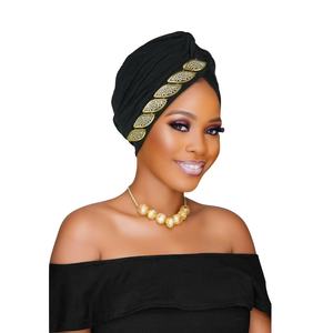 Gorro de cabeza tradicional africano con diamantes de imitación, turbante Hijab de mujeres musulmanas latinoamericanas, fabricante de sombreros de moda para venta al por mayor - Product Image 5