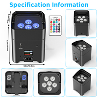 Lámpara de Escenario Inalámbrica 6 en 1 RGBWA UV con Batería para DJ, Bar, Fiesta, Discoteca, Carga por Wifi, Control Remoto, Iluminación Decorativa para el Hogar