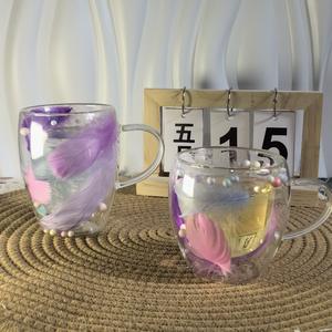 Tasse en verre double paroi de style créatif, tasse à café pour la maison, nouveau produit transfrontalier, tasse à fleurs séchées - Product Image 5