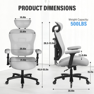 Ergonomic Mesh <b>Office</b> Chair 500LBS Big and Tall, <b>Adjustable</b> Backrest & Lumbar Support, Flip-up Armrests, Lockable Tilt Home <b>Desk</b> - Product Image 2
