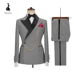 <span class=keywords><strong>Traje</strong></span> de Negocios de Dos Piezas <span class=keywords><strong>con</strong></span> Botón Lateral YZ para Hombre, Blazer y Pantalones a Juego, Atuendo Formal para Bodas, Novios y Banquetes - Product Image 6