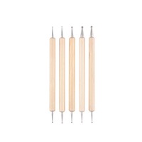 Ensemble d'outils de pointillage pour nail art à double extrémité avec manche en bois de 0,8 mm, comprenant 5 stylos professionnels pour la peinture de graffitis sur les ongles
