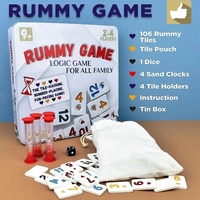 Ensemble de jeu de rami personnalisé en usine 106 pièces de jetons de rami avec support en plastique noir dans un étui en aluminium ou une boîte en fer blanc