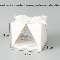 Boîte à gâteau transparente biodégradable portable 4/6/8 pouces avec laminage brillant, boîte d'emballage pour dessert et mousse avec bande de fermeture