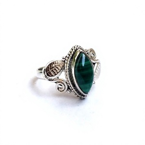 Bagues en argent sterling 925 de haute qualité en malachite pour femmes, sertissage clos, technologie d'incrustation, style bohème, pour anniversaire - Product Image 1