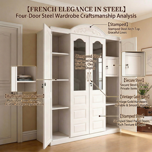 Armário de Aço Industrial Retrô com Prateleiras Reforçadas, Armário de Metal Vintage para Decoração Clássica de Casa - Product Image 4