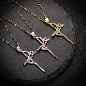 Minimalist Cross NecklaceCross Border Multi Reliable Direct Factory Quote Sandblasted Finish <b>Solid</b> Metal Construction - Product Image 3