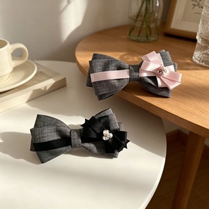 Korean style sweet rhinestone floral <b>bow</b> duckbill <b>clip</b> high ponytail vertical <b>clip</b> with a high-end feel and atmospheric effect. - Product Image 1