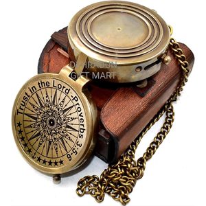 ALFA NAUTICAL <b>Vintage</b> Brass <b>Compass</b> 2 Inch Leather Case Nautical Pocket <b>Compass</b> Engraved Inspirational Guide Portable Navigation - Product Image 2
