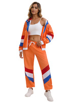 Kostum Cosplay Pakaian Olahraga Retro 80-an Set Pakaian Olahraga Blok Warna Jaket Celana Uniseks Pakaian Acara Pesta Halloween