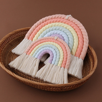 Vas Tanaman Gantung Dinding dari Tali Kain Modern dengan Bentuk Lingkaran dan Kerajinan Tangan Bambu & Rotan untuk Kamar Bayi, Warna Dapat Disesuaikan