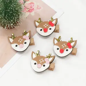 Christmas Gifts Baby Reindeer Hair Accessories Hair Clip Barrettes Leather Hair Clip Set Sweet Non Slip Hairpin Set Hairgrips
