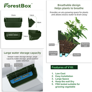 Rừng Hộp Dọc Màu Xanh Lá Cây Treo Tường Tự Tưới Nước Stackable Nhựa Nhà Máy Chậu Trồng Với Nhỏ Giọt Hệ Thống Thủy Lợi - Product Image 2