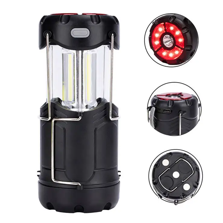 Mini lanterne télescopique pliable Portable pour l'extérieur, lampe de camping led reto, batterie rechargeable usb c, powerbank aimant