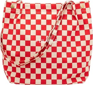 <b>Large</b> Capacity Cotton <b>Canvas</b> Tote <b>Bag</b> with Striped Pattern Zipper Closure Designer Fashion Bridesmaids Gift Shoulder Tote <b>Bags</b> - Product Image 5