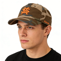 Gorras de Béisbol al por Mayor con Bordado 3D, Diseño de Camuflaje Vintage, Visera Curva y Tela Twill Lavada