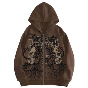 Màu Đỏ Chất Lượng Cao Thời Trang Dạo Phố Nặng Trọng Lượng Baggy Zip Tùy Chỉnh Dtg Zipup Hoodies Người Đàn Ông - Product Image 2