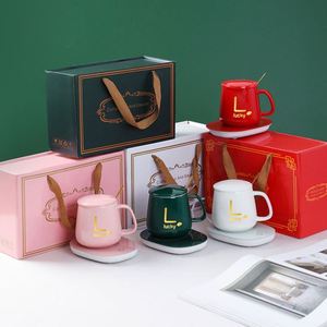 Taza de Té de Cerámica Creativa Personalizable de 380 ml, Taza Termostática con Almohadilla Calefactora, Taza de Agua con Tapa para Servir Té, Regalo - Product Image 1