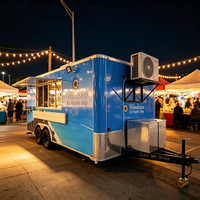 Remorque alimentaire commerciale avec fenêtre de service et comptoir pour machine à mini-beignets, idéale pour la vente de mini-beignets sur le marché de Miami Beach