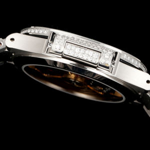 Montre de luxe de haute qualité avec bracelet en acier inoxydable, mouvement mécanique, style hip-hop, date, et cadran entièrement serti de diamants en cristal de saphir - Product Image 4