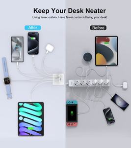 Cargador de Teléfono Rápido HNT de 50W, 3A2C, 5 Puertos, Enchufe EU/US, Certificado CE FCC RoHS, Adaptador de Corriente para <span class=keywords><strong>iPhone</strong></span> 17 16 15 14 Pro Max - Product Image 6
