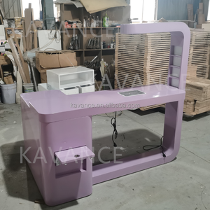 Mesa de escritorio de uñas de color púrpura <span class=keywords><strong>Glam</strong></span> con cajón y colector de polvo para mesa de uso de salón de uñas - Product Image 1