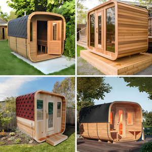 ساونا بخار جاف كهربائية صغيرة تعمل بالأشعة تحت الحمراء للاستخدام الخارجي مصنوعة من الخشب الصلب للفلل من شركة صينية - Product Image 4