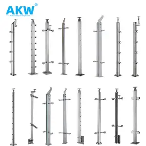 Akw Premium Deck Railing Stainless Balustrade Handrail Black Outdoor Glass Cable Railing Post