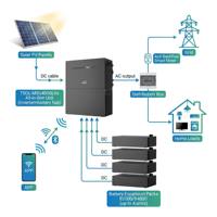 Système de stockage d'énergie domestique tout-en-un TSUN TSOL-B4000Lite, batterie LiFePO4 empilable 300Ah 51.2V 2-10kW, hybride réseau IP65 4-20kWh