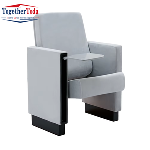 Chaise moderne personnalisée haut de gamme en bois et tissu, multi-usages, pour école, théâtre, église, cinéma, avec tablette d'écriture - Product Image 2