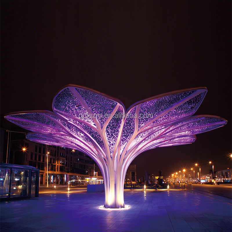 Colorful Leaf LED Tree Sculpture Light RGB Color-Changing IP65 Waterproof DC24V 50000 Hours Commercial Plaza Landscape Lighting