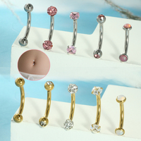 Anneau de nombril en acier inoxydable 14G avec piercing de nombril en zircon de 8/10mm pour mariage ou cadeau, 1 pièce