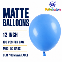 Ballons en latex bleu brillant en gros, 12 pouces, 100 unités, CE/EN71/BSCI/CPC OEM/ODM - pour les fournitures de fête d'anniversaire et de baby shower