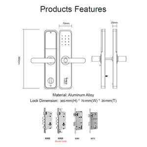 Serrure intelligente multifonctionnelle avec contrôle Wifi Tuya, clé, mot de passe, carte, empreinte digitale - Product Image 6