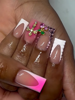 Faux ongles carrés en acrylique haute qualité, couvrance totale, motif floral 3D, pré-conçus, longueur longue, style luxe léger, vente en gros