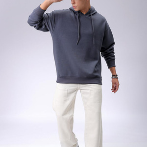 Sudadera con capucha de algodón extragrande para hombre al por mayor, con diseño liso, estilo casual urbano, y personalización. - Product Image 2