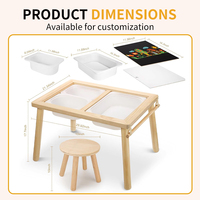 Table et chaises sensorielles pour enfants, en bois poli, de haute qualité, très demandées, avec rangement pour le jeu, l'étude et les repas