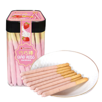 Biscuits en bâtonnets enrobés de chocolat saveur fruitée, emballage en pot PET, friandises croustillantes populaires pour enfants, vente en gros d'usine