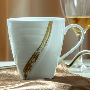 Vajilla de porcelana nórdica para restaurante, juegos de platos de lujo con borde dorado y <span class=keywords><strong>cerámica</strong></span> blanca, venta al por <span class=keywords><strong>mayor</strong></span> - Product Image 3