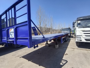Nuevo semirremolque plataforma camión contenedor de acero remolque y transporte de carga descuento - Product Image 5