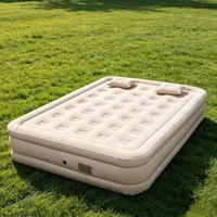 Matelas gonflable en PVC entièrement automatique, surélevé et épaissi, avec pompe à air intégrée et revêtement floqué ; Matelas de camping portable pour tente extérieure