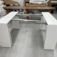 Table d'angle intérieure américaine extensible jusqu'à 300 cm, table à manger de cuisine extensible en bois pour 6, 8 ou 14 personnes